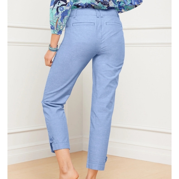 EUC. Talbots Curvy Perfect Crop Pants in Blue Chambray, Size 12 - Picture 2 of 6